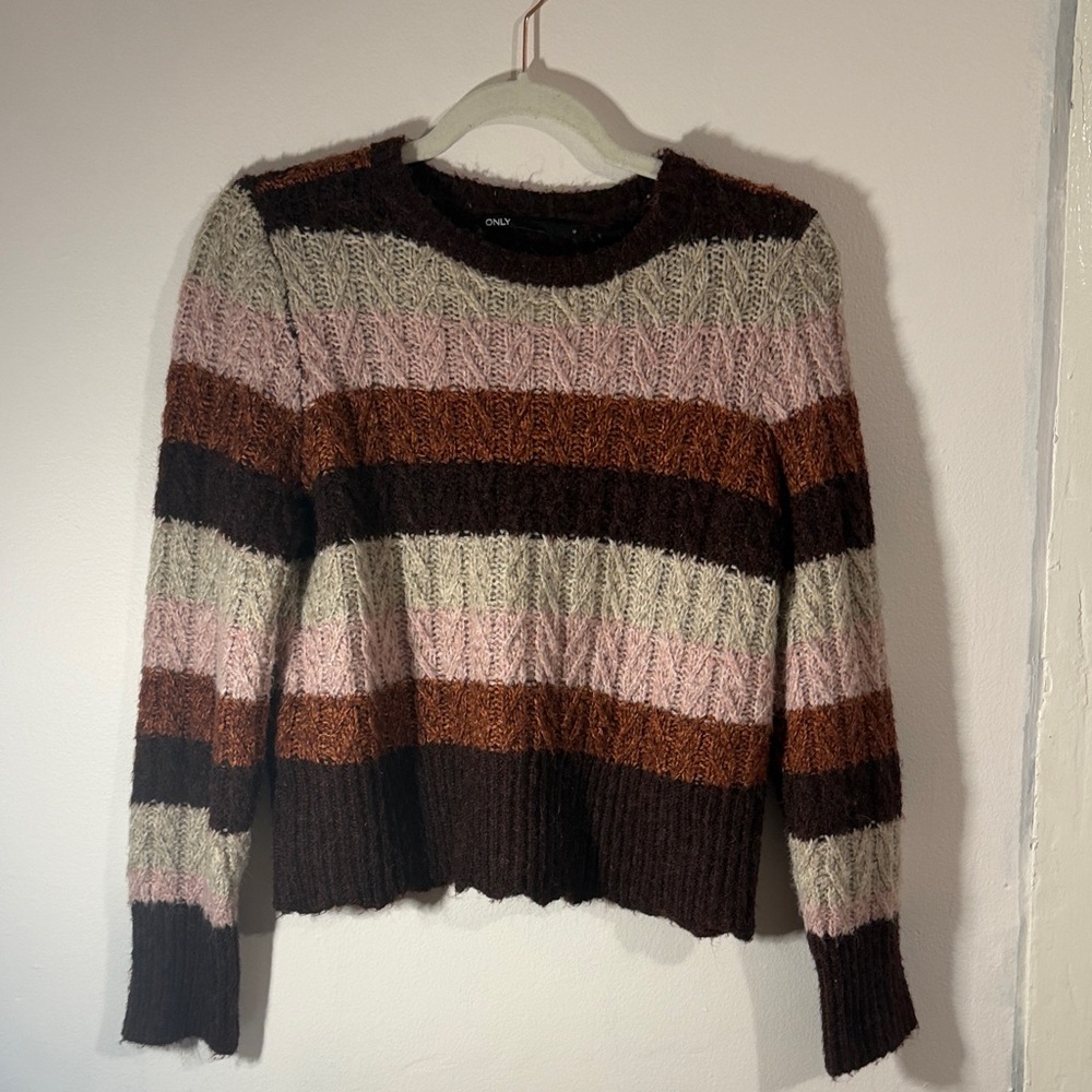 Only Multicolor Striped Sweater - Brown, Pink, Cream